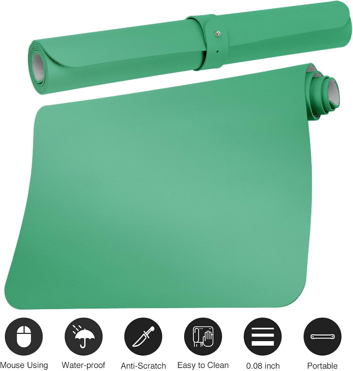 Boutilon Leather Desk Pad Protector,Non-Slip Mouse Pad,Laptop Desk Pad,Office Mouse Mat,Waterproof Leather Desk Blotter,Desk Writing Pad for Office and Home (M-Light Green,30"x14")