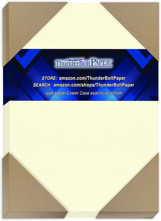 100 Natural Linen 80# Cover Paper Sheets - 4.5" X 6.5" (4.5X6.5 Inches) Between 4X6 and 5X7 Invitation Size - 80 lb/pound Card Weight - Fine Linen Textured Finish - Quality Cardstock