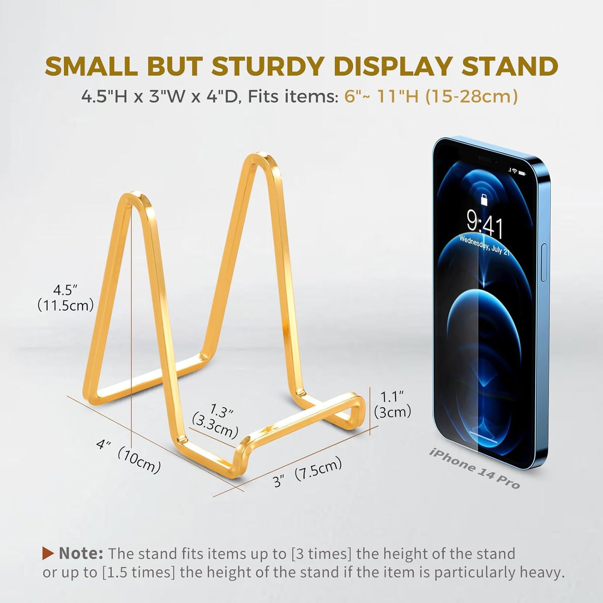 Plate Holder Easel Display Stand - 4.5 inch Metal Plate Stands for Display - Tabletop Picture Stand - Gold Iron Easels for Display Pictures | Photo Frames | Book | Decorative Plates | Plaque - 3 Pack