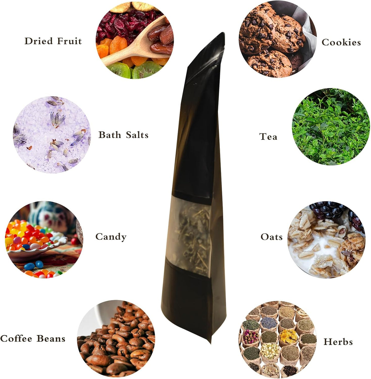 100 PCS Resealable Stand Up Kraft Paper Bags With Matte Window, Zipper Lock Food Storage for Small Business and Home, 7.87 * 11.81 Inches Reusable Sealable Packaging - Black