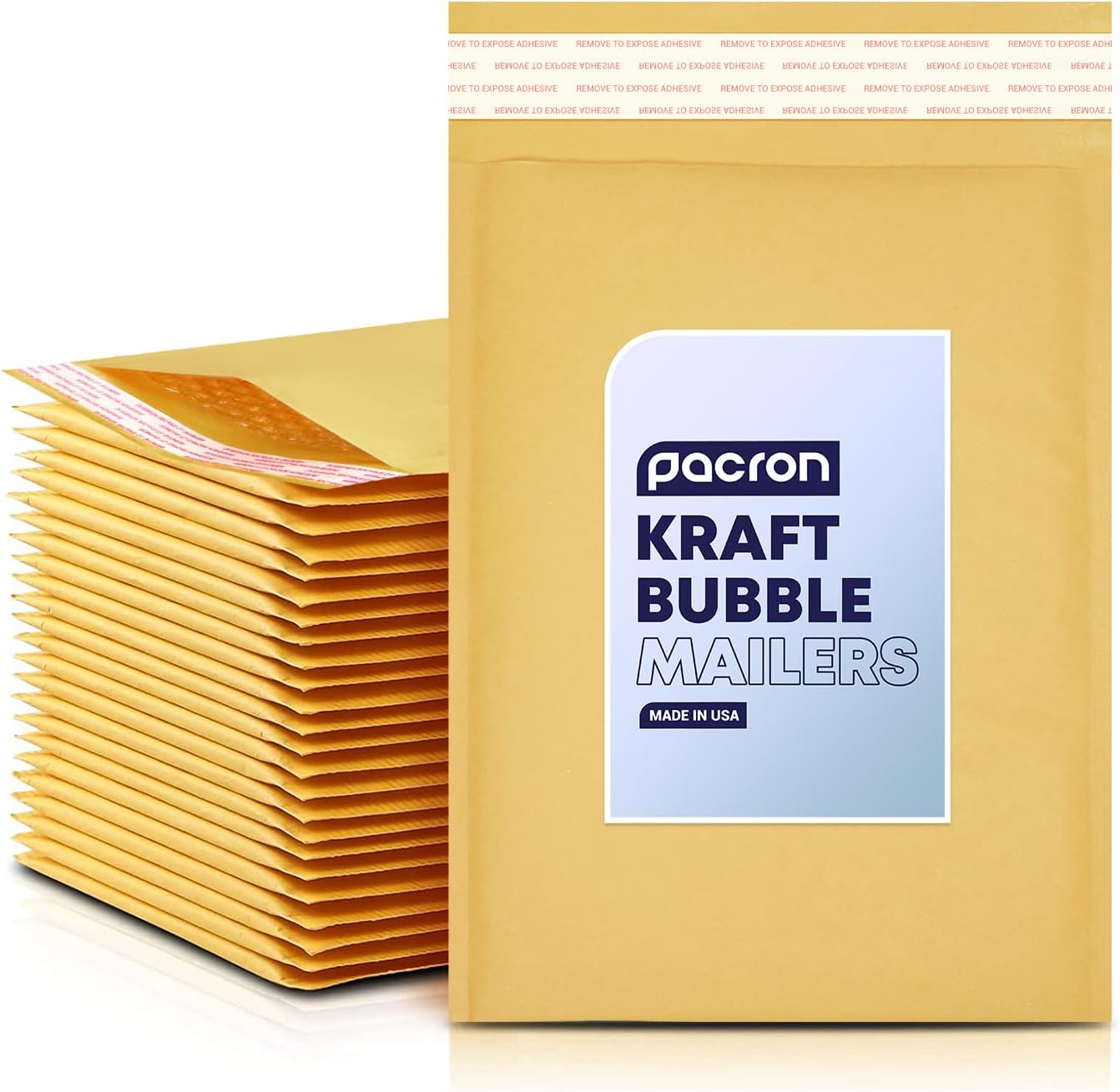 Kraft Bubble Mailers 200 Pack, 8.5 x 14.5 Inch Padded Shipping Envelopes, Yellow Mailing Envelopes for Documents & Packages, Durable & Lightweight, Made in USA