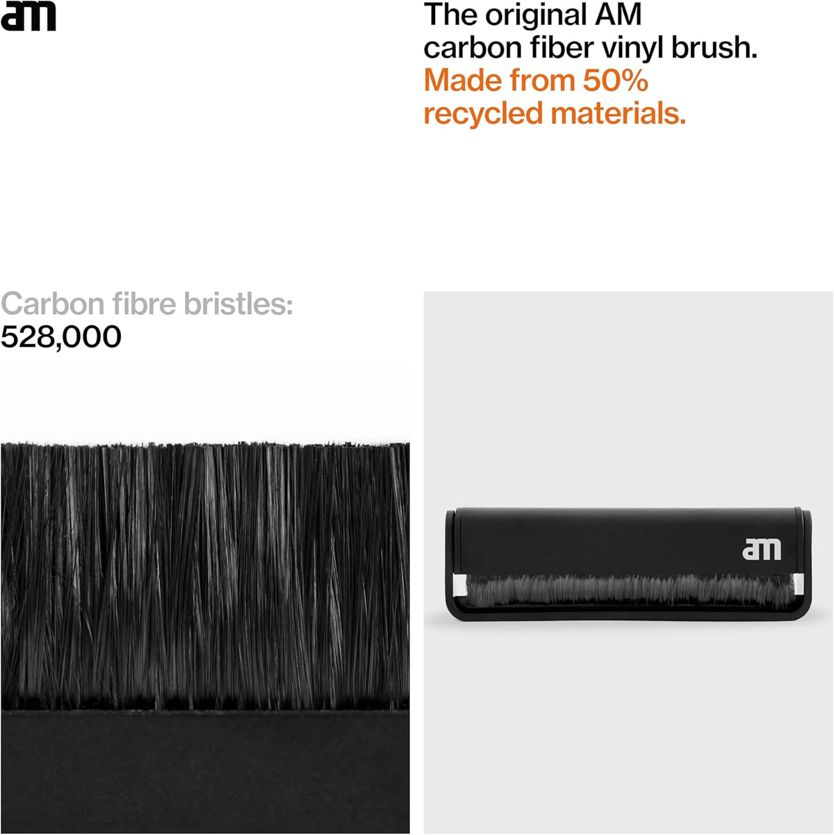 AM Record Cleaner Brush, Ultra Fine Carbon Fibre, Record Anti-Static for Music Lovers, Lifts Dust & Reduces Friction, Record Cleaning Must Have