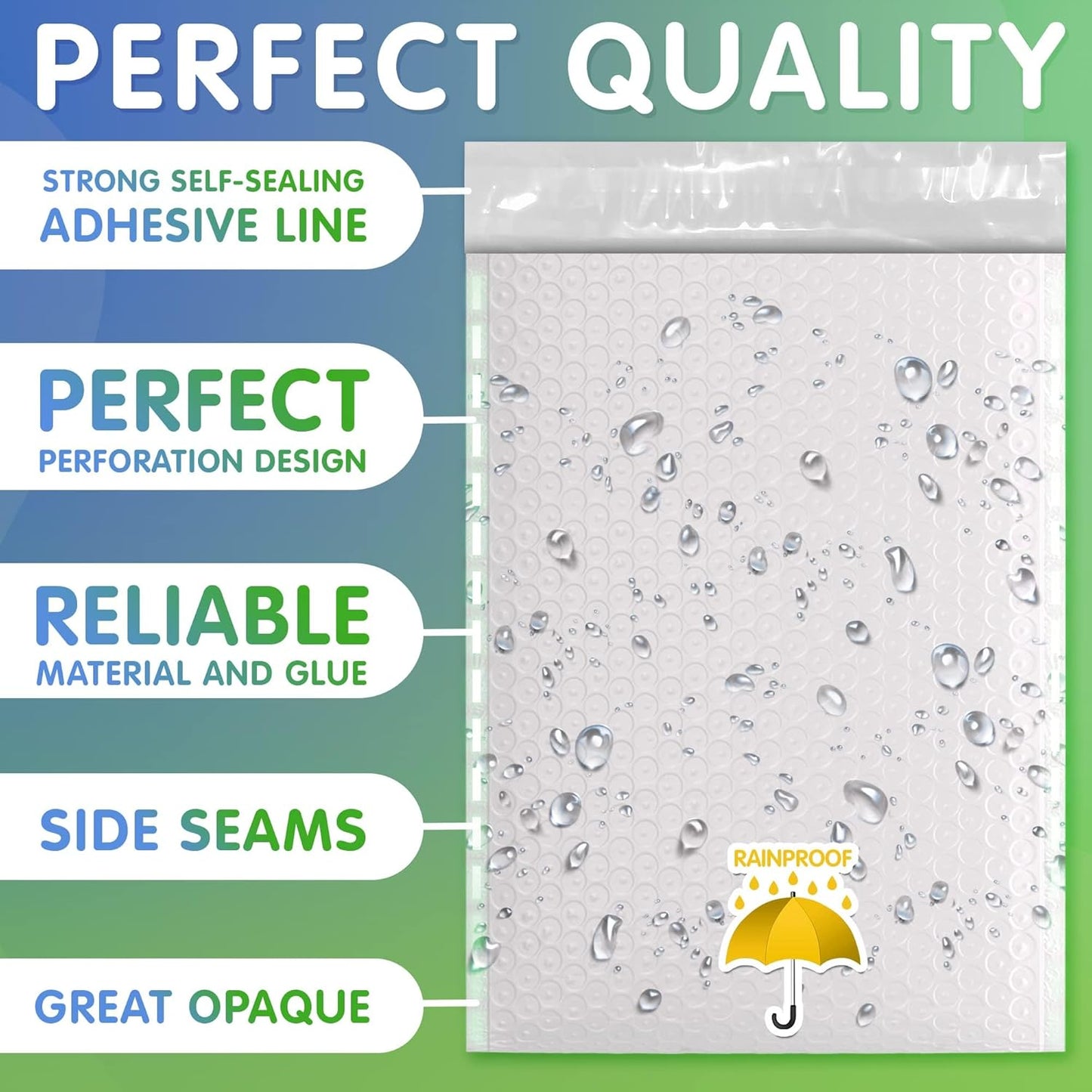 White Poly Bubble Mailers Self Seal, 12.5 x 18 Inch. Pack of 50 Bubble Packaging Envelopes for Shipping. Durable Padded Envelopes Waterproof. Self Seal Padded Mailers. Shipping Packages