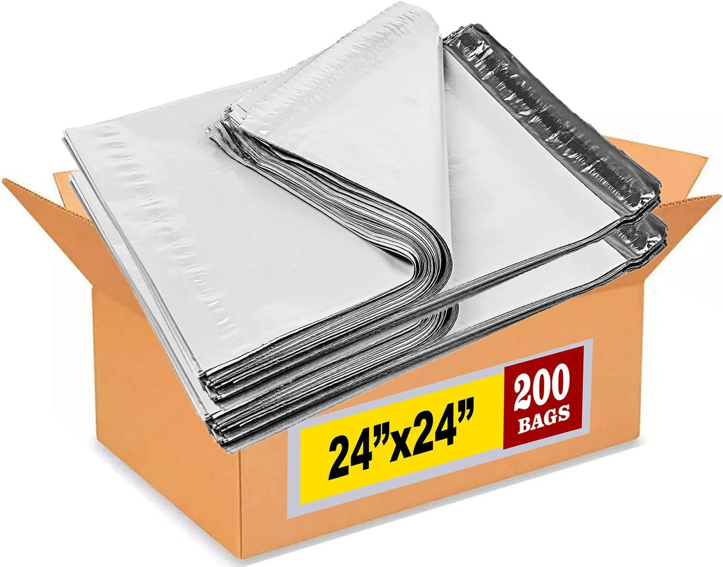iMBAPrice 24x24 Inches Poly Mailers, 200-Pack XL Size #8 White Color Poly Mailing Envelopes Bags, Self Seal Adhesive Waterproof and Tear Proof (Total 200 Bags)