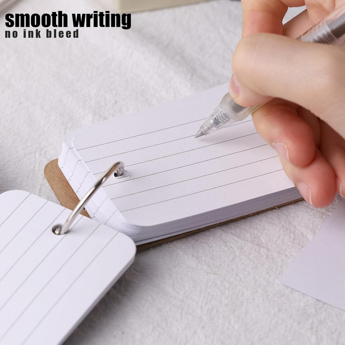 Koogel 300PCS Small Index Cards, 2.2 x 3.5 Inches White Lined Heavy Ruled Flash Cards, Small Portable Lined Flashcards for Studying School Classroom Office Supplies Recipe Note Taking and To Do List
