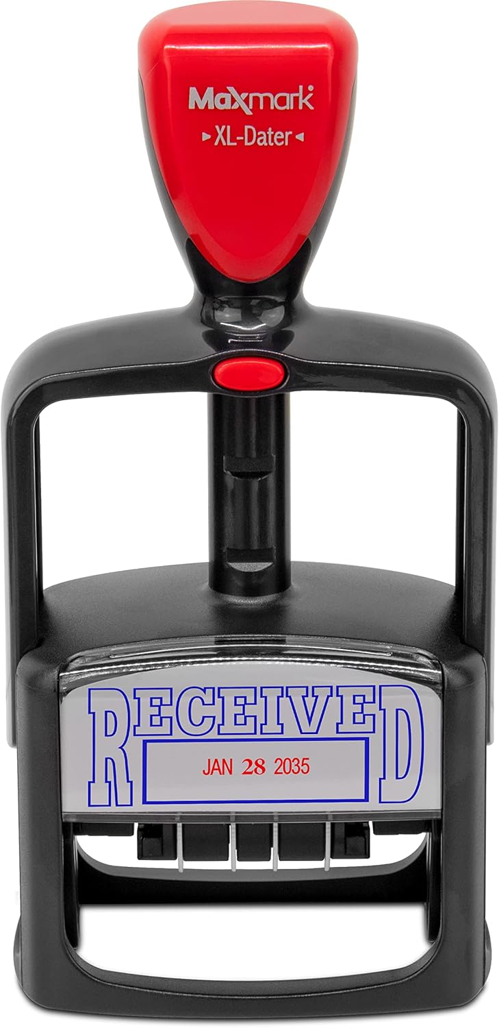 MaxMark Heavy Duty Style 3 Date Stamp with Posted self Inking Stamp - Blue Ink