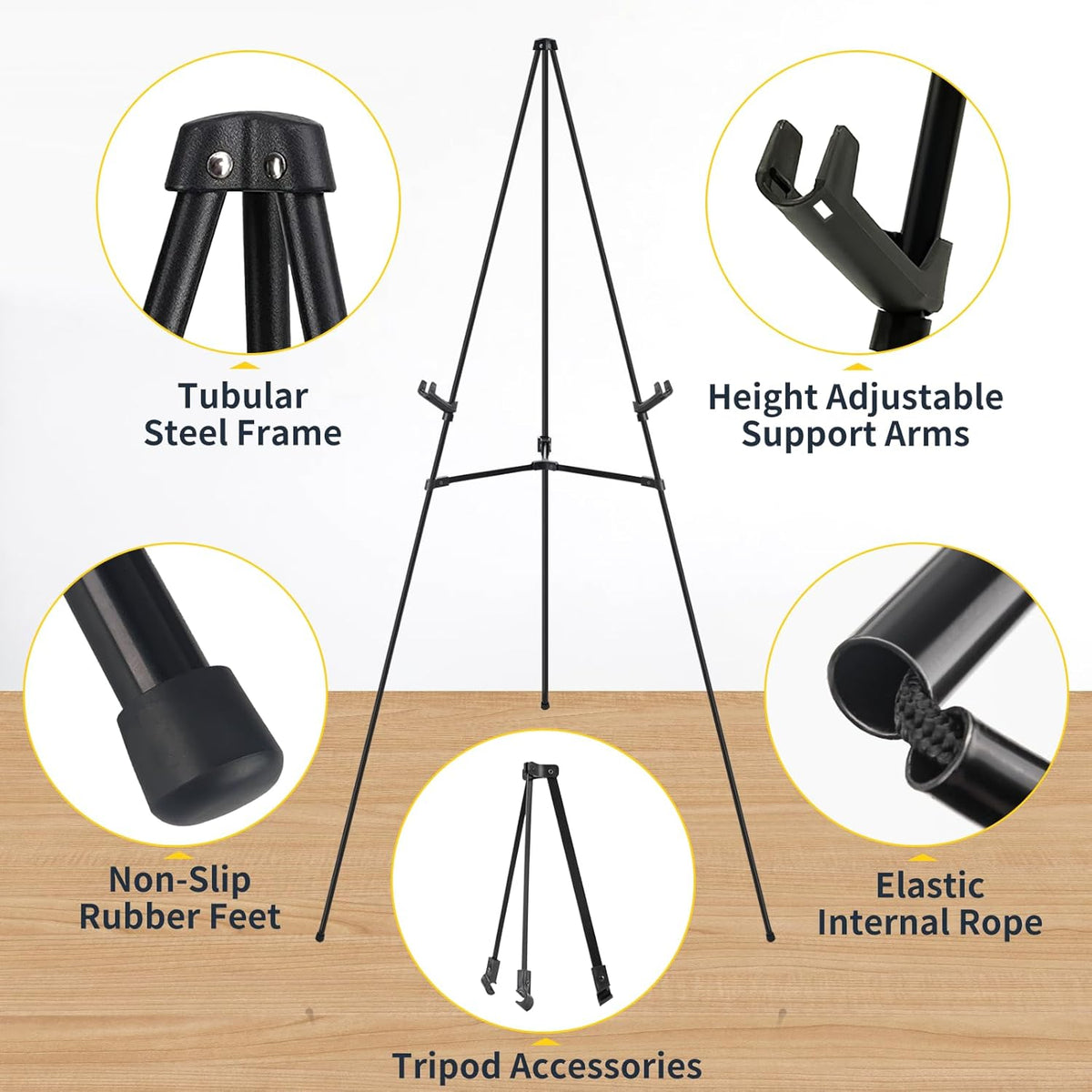 3 PCS Black Easel Stand for Wedding Sign Stand, 65 Inch Adjustable Metal Easels for Display, Portable Folding Easel for Wedding, Display Show, Arts, Poster with Portable Bags
