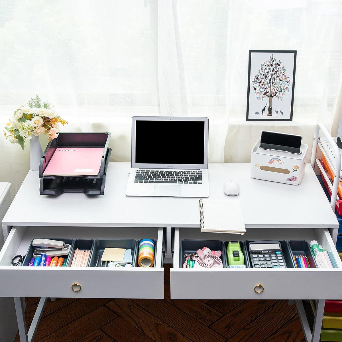 Office Drawer Organizers Bins Junk Drawer Organizers Tray Storage Dividers for Office Desk Dress Makeup (13pcs 2Size)