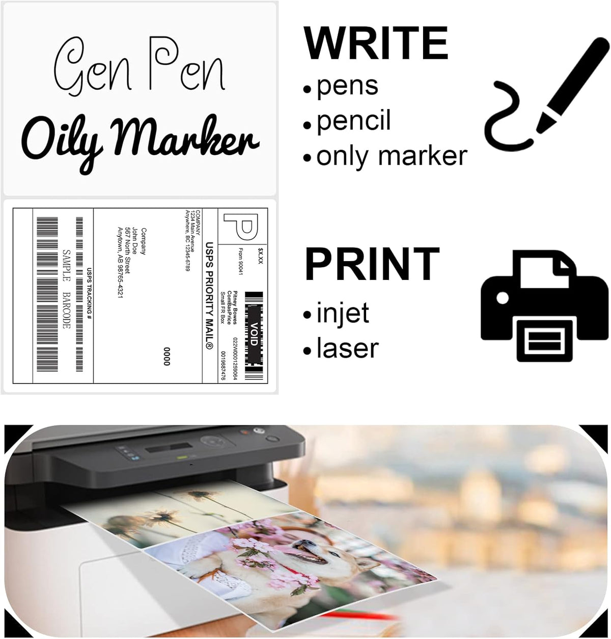 8.5 x 5.5 Half Sheet Shipping Labels for Laser and Inkjet Printers, 2 Per Page Self Adhesive Mailing Labels, White Blank Labels [500 Sheet 1000 Labels]