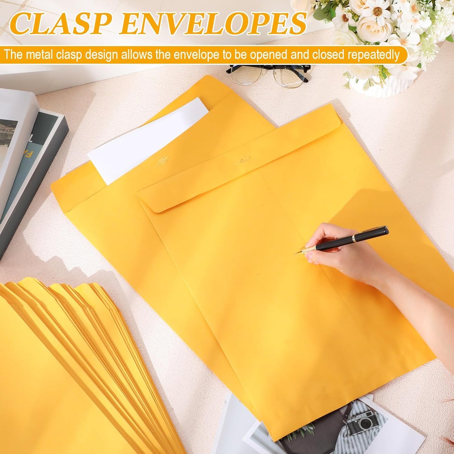 50 Pcs 12 x 15 Inch Extra Large Mailing Clasp Envelopes Jumbo Kraft Catalog Manila Envelope with Clasp Closure for Oversized Big Documents Office Home Business Legal School Storing Mailing