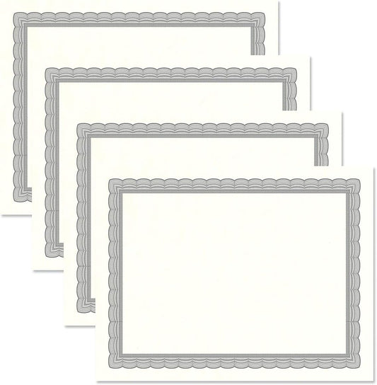 Executive Gray & White Parchment Certificate Papers - Pack of 100, Laser & Inkjet Printer Compatible, For Office, Business Awards, Graduation, School Diplomas, 8-1/2" x 11" on 60 lb. Text Stock