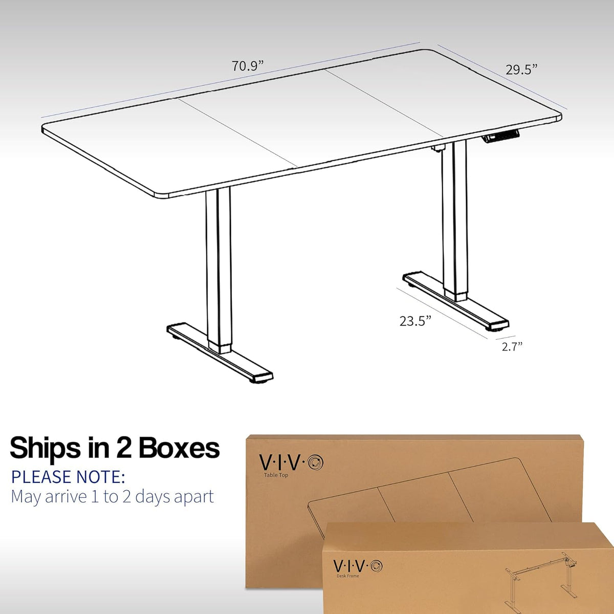 VIVO Electric 71 x 30 in Standing Desk, Memory Height Adjustment, 1B Series, Light Wood Top Gray Frame, DESK-KIT-1G7C