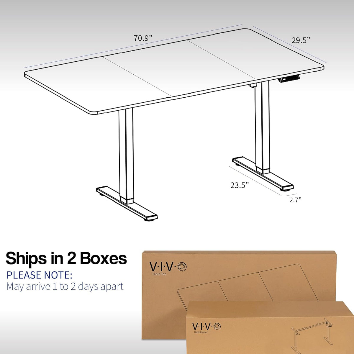 VIVO Electric 71 x 30 in Standing Desk, Memory Height Adjustment, 1B Series, Dark Walnut Top Gray Frame, DESK-KIT-1G7D