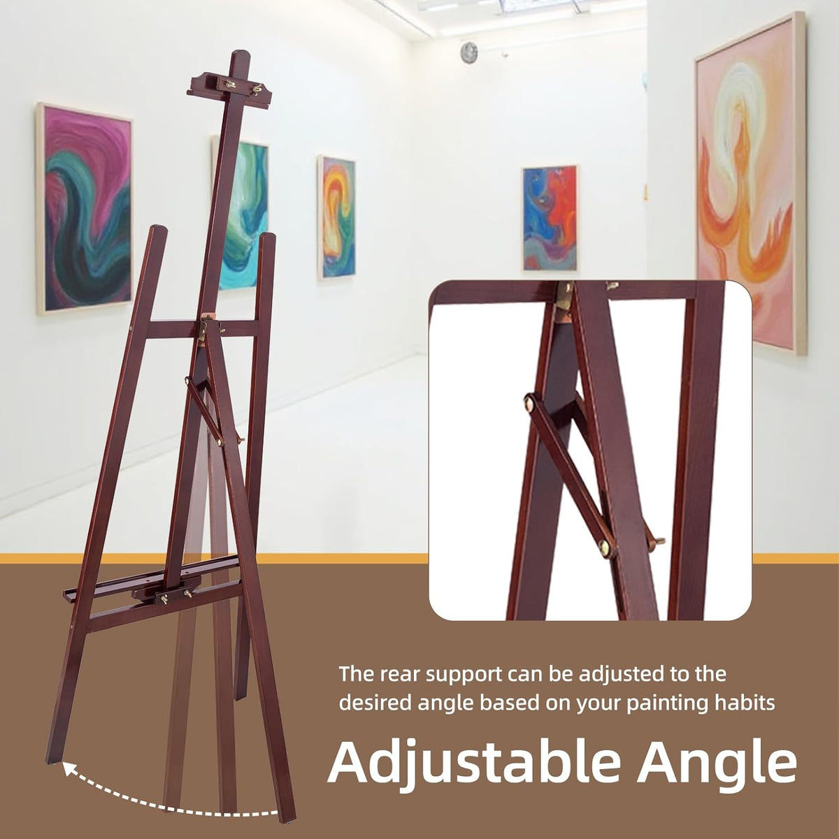 Falling in Art Easel Stand for Painting, Adjustable Wooden Easels for Painting Canvas Up to 42", Folding Art Easel for Drawing, Wedding Sign and Poster, Suitable for Kids and Adults(Brown)