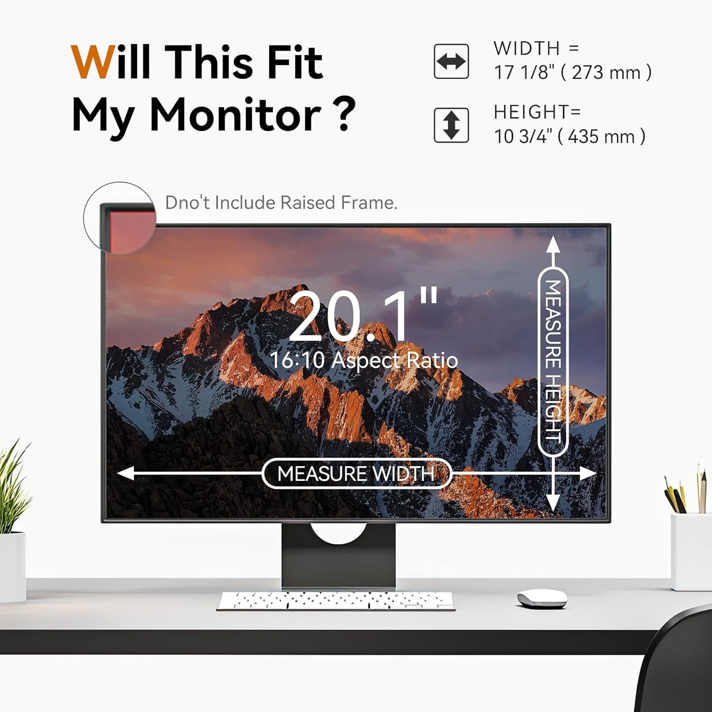 [2 Pack] 20.1 Inch Computer Privacy Screen for 16:10 Aspect Ratio Widescreen Monitor, Eye Protection Anti Glare Blue Light Computer Monitor Privacy Filter, Removable Anti-Scratch 20in Protector