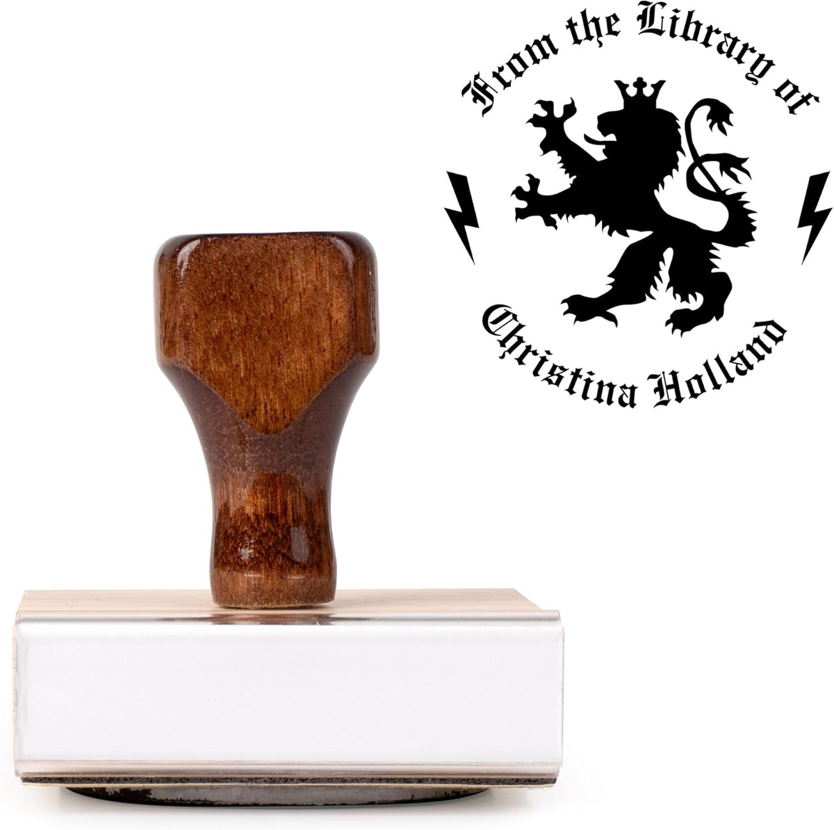 from The Library of Embossers & Stamps for Fantasy Book Readers | Custom Embosser | Custom Stamp | Ex Libris | Elevate Your Fantasy Collection of Stories and Novels (Design 9, Wood Hand Stamp)