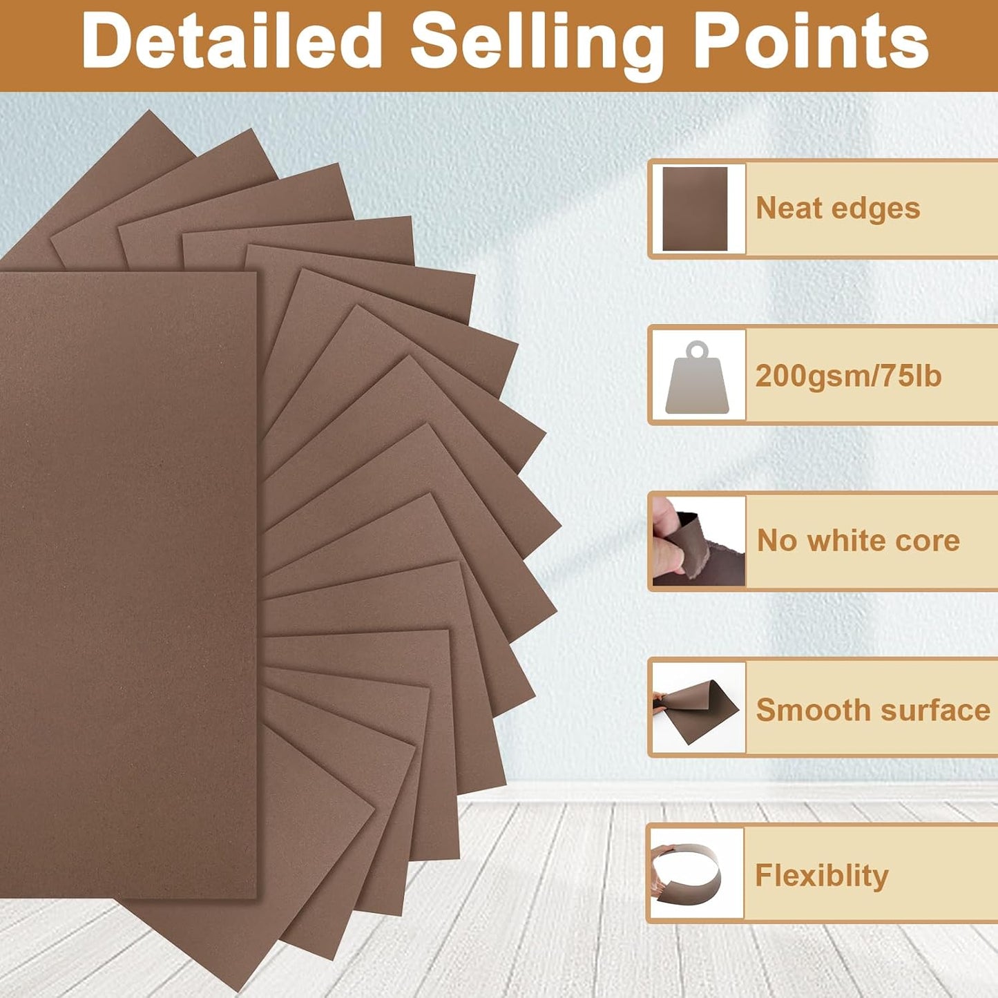 40 Sheets Coffee Color Cardstock 8.5 x 11 Crafts Paper, 200gsm/75lb Premium Dark Brown Card Stock Printer Paper for DIY Cards Making, Greeting Cards, Birthday Decorations, Invitations, Menus