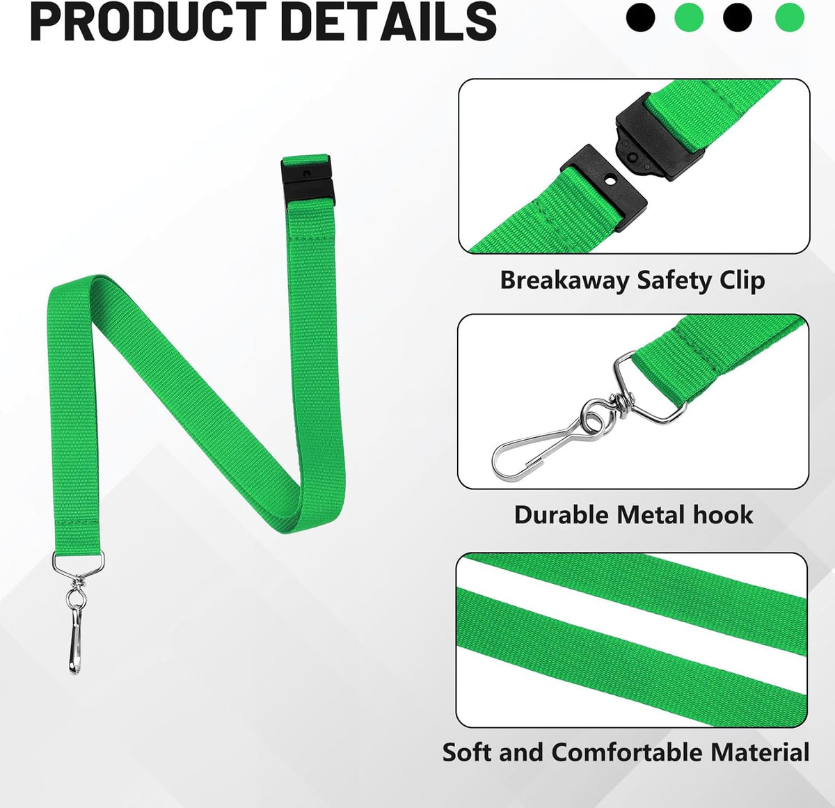 24-Pack Breakaway Lanyards, Polyester Neck Straps for ID Cards, Keys, Office, School & Events