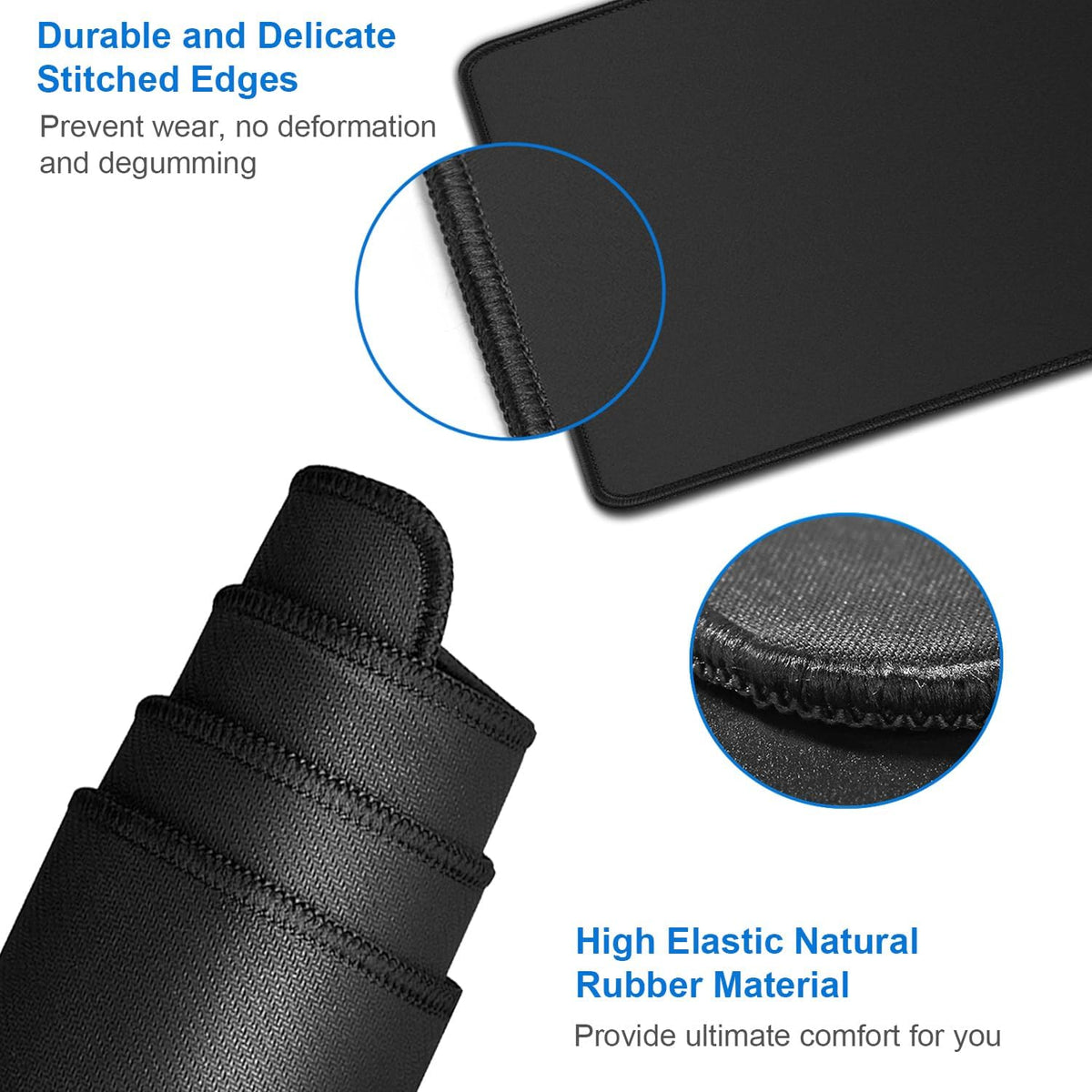 Large Extended Gaming Mouse Pad, Water Resist Non-Slip Mousepad Rubber Base Long Desk Mouse Pad with Stitched Edges, Computer Keyboard Mouse Mat for Gaming, Office & Home, 31.5 x 11.7 in, Black
