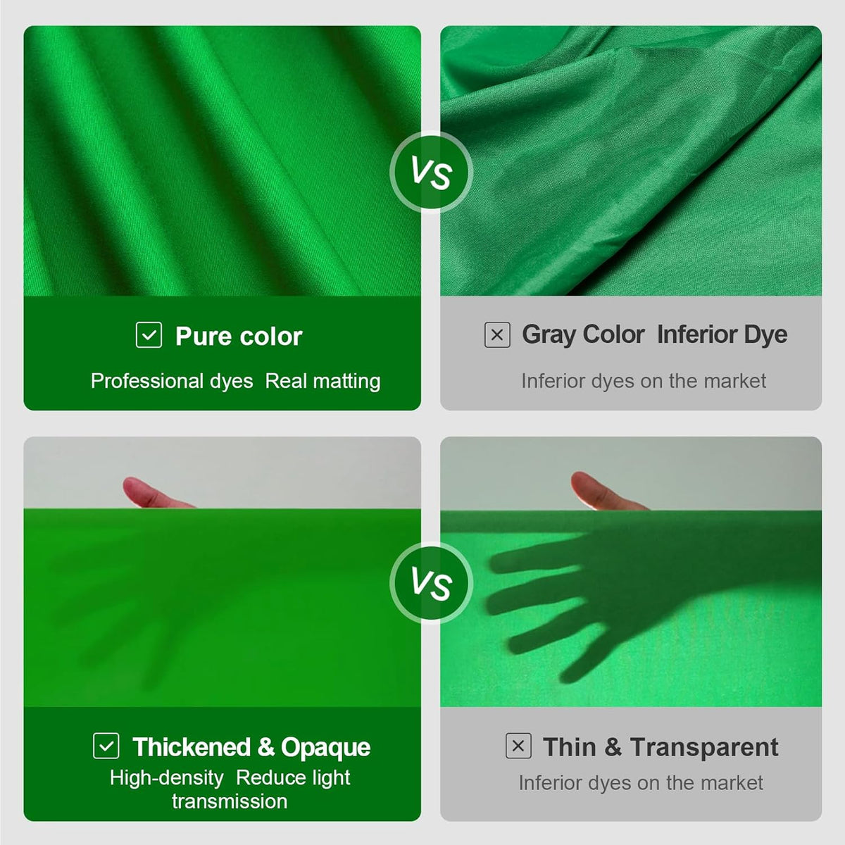 BEIYANG 8 Ft x 10 Ft Photography Backdrop Green Screen, Green Background Fabric Wrinkle Resistance, Greenscreen Photo Background for Chromakey Photo Studio Video Shooting