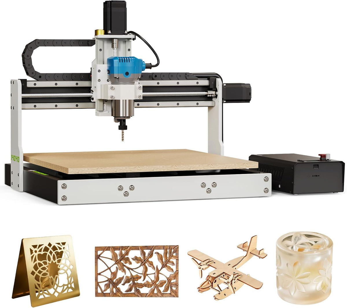 Cnc Router Machine 4040, Custom-Made 710W 6000-30000 RPM Trim Router Spindle, Linear Rails and Ball Screws, Engraving Milling Machine for Metal Wood Acrylic Leather etc.