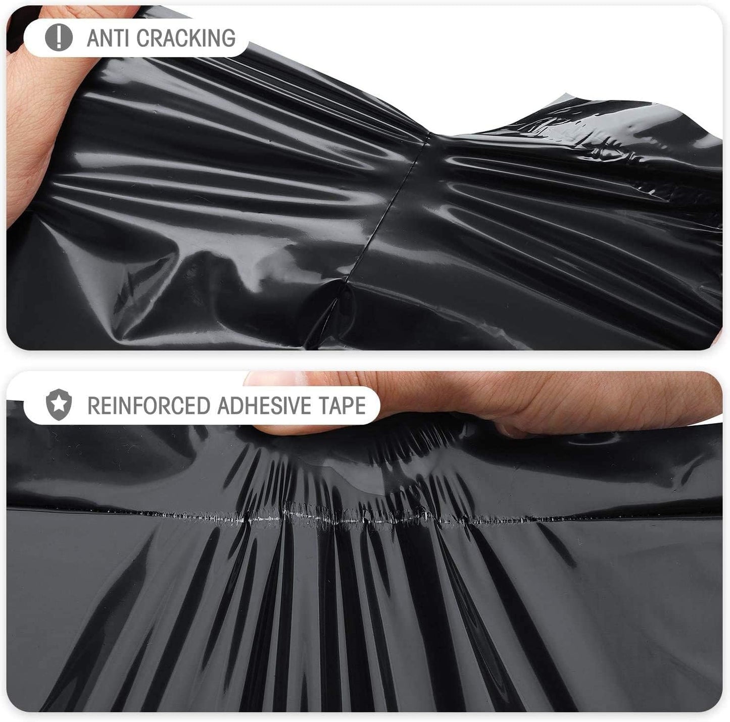 Fuxury Poly Mailers 10x13 Inch 50 Pcs, Waterproof Shipping Bags for Clothing, Strong Adhesive Shipping Envelopes for Small Business Suppliers, Self Seal Mailers Poly Bags Mailing Envelopes Black