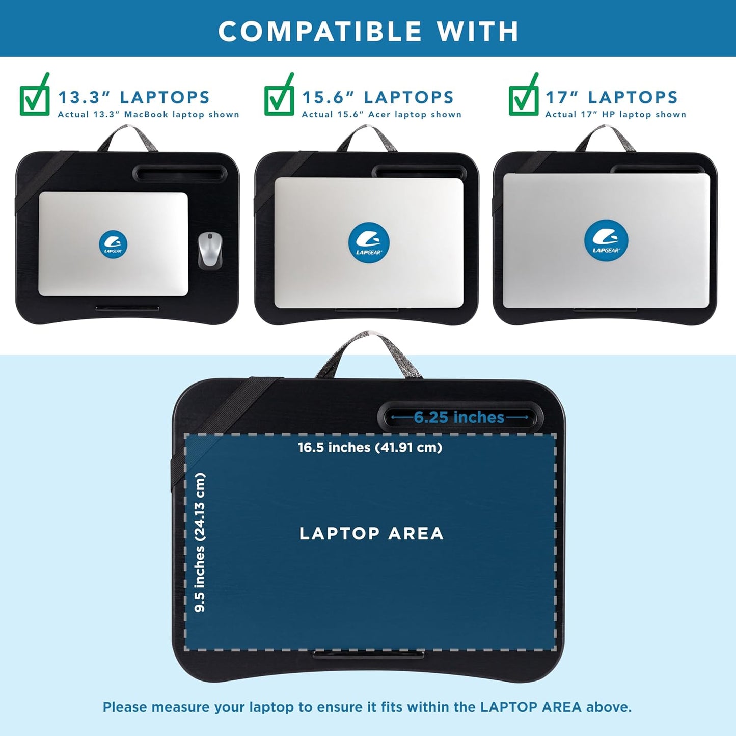 LAPGEAR Designer Lap Desk with Phone Holder and Device Ledge - Gray Argyle - Fits up to 15.6 inch Laptops - Style No. 45438