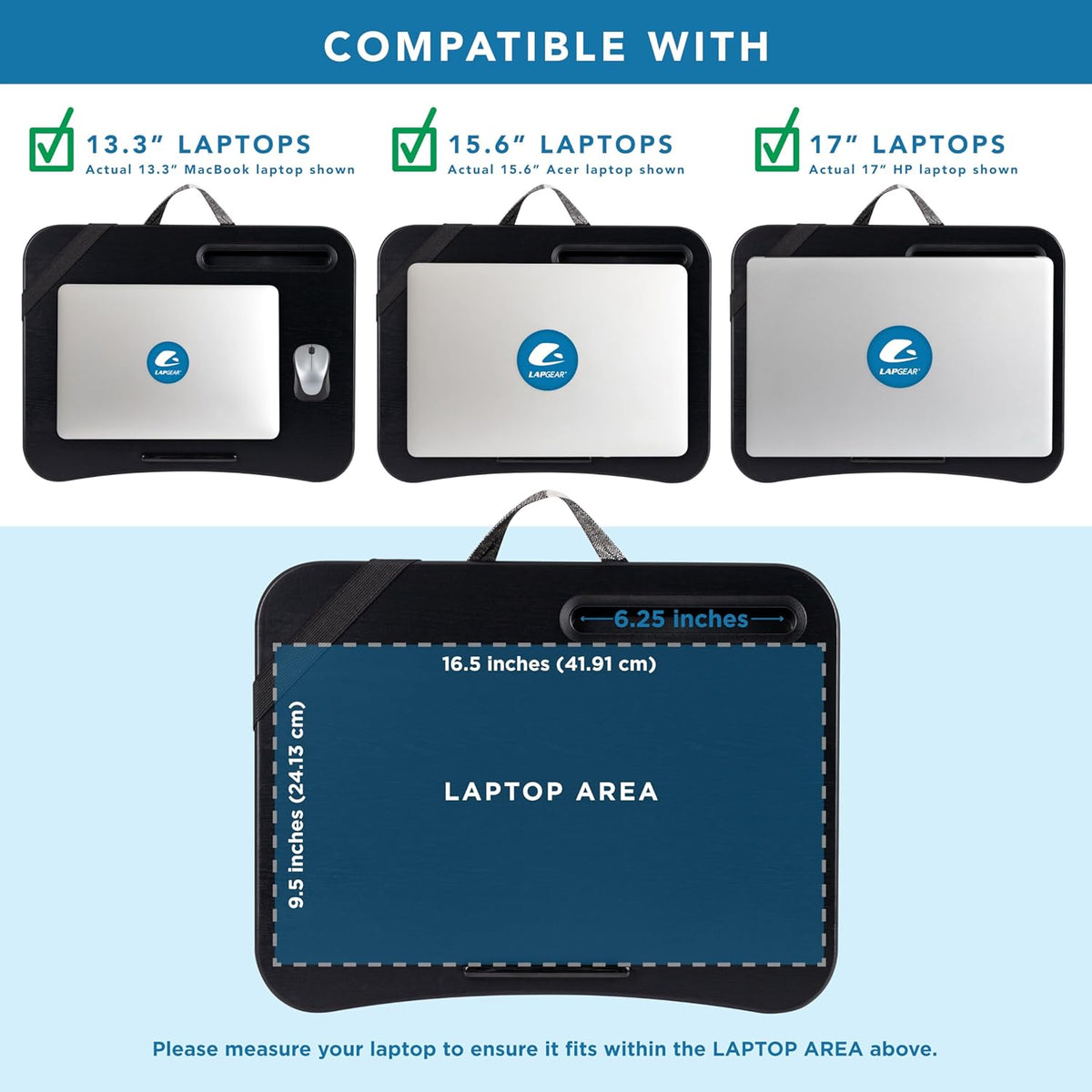 LAPGEAR Designer Lap Desk with Phone Holder and Device Ledge - Buffalo Check - Fits up to 15.6 Inch Laptops - Style No. 45428