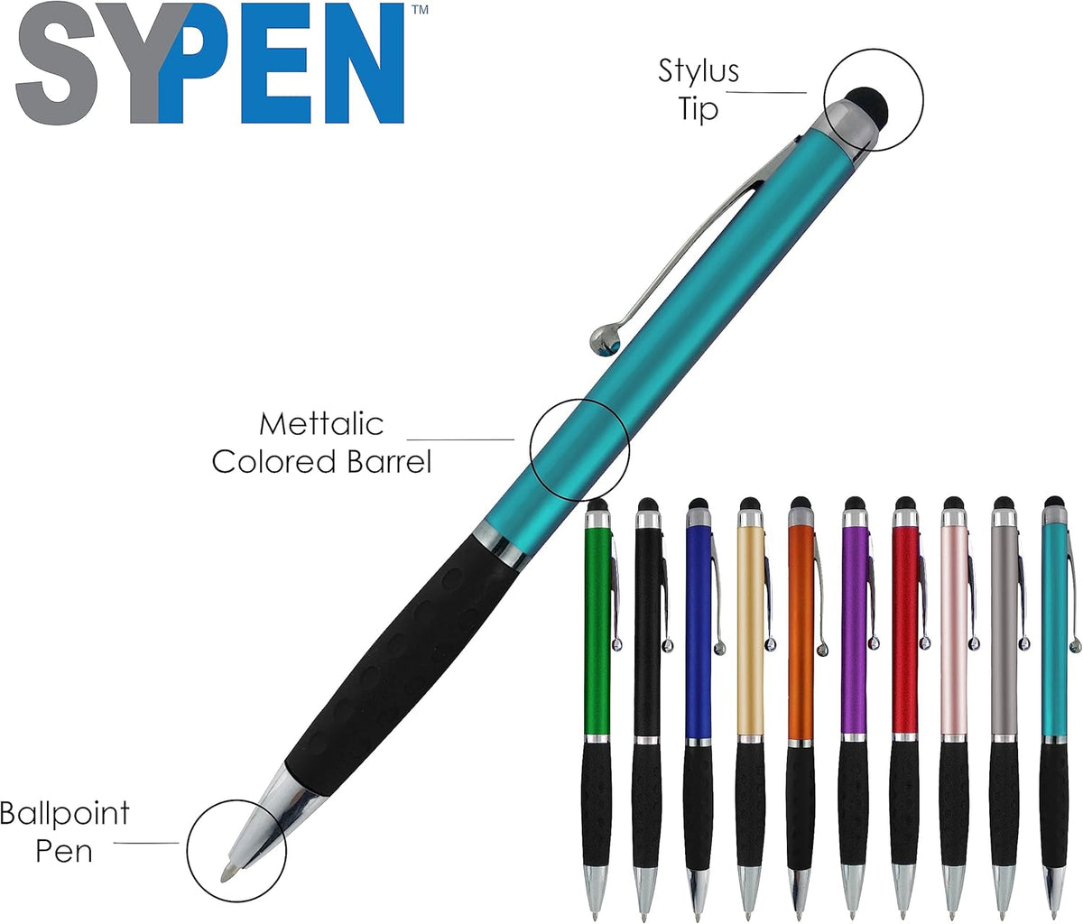 Personalized Pens With your Custom Logo or Text-600 Pack Bulk-for Businesses, Parties, and Events, 2 in 1 Ballpoint Pen & Stylus for Touchscreen Devices, Dark Assorted Barrels, Black Ink