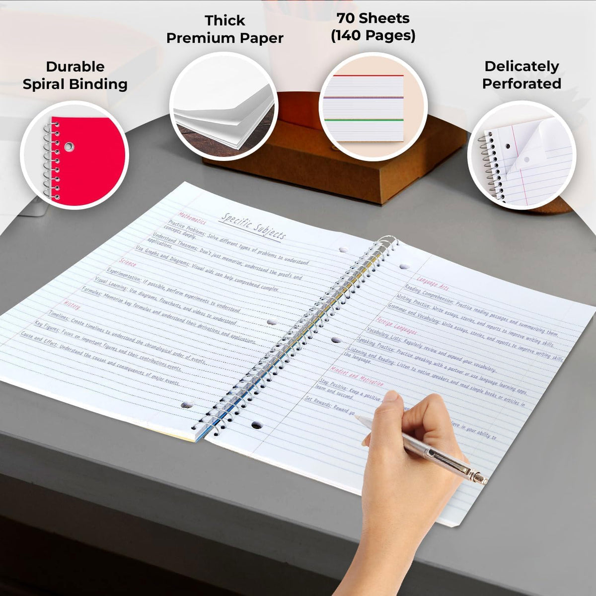 5000 Packs (Pallet) 1 Subject Notebooks, Spiral Notebook Bulk, College Ruled, 70 Sheets (140 pages), 8 x 10-1/2", Bulk Spiral Notebooks for School Districts & Office, 4-7 Days Transit