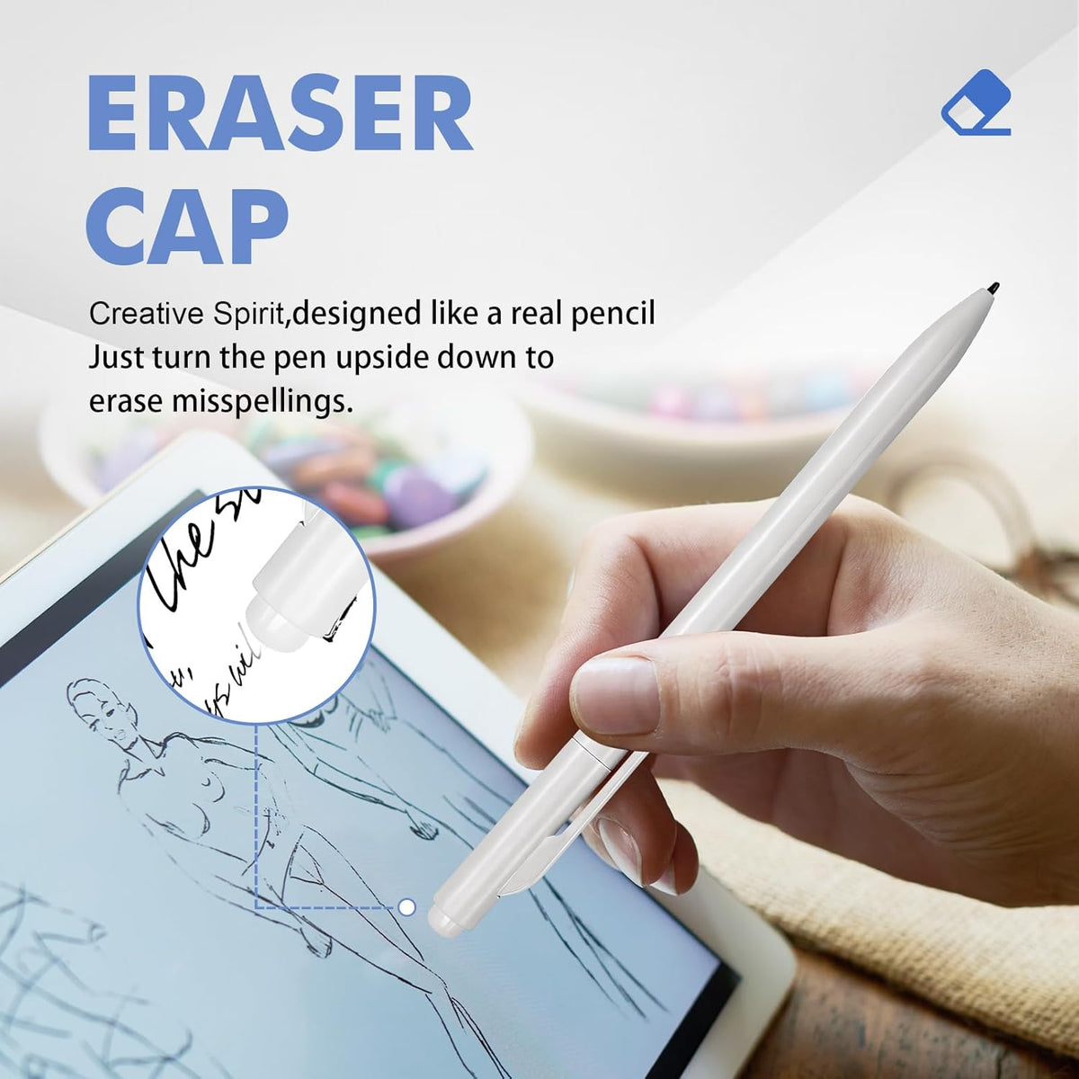 ProSketch Digital Pen fits for Remarkable 2 /Scribe/Supernote with Eraser Pencil Clip+NeverReplace Fine Titanium Tips,Tilt Draw&4096 Pressure Level,EMR Pen Replacement,Empower Your Digital Craft