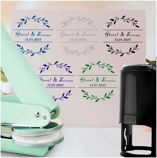 Personalized Wedding Embosser Stamp， Custom Book Business Card Paper Document Notebook, Self Inking Stamp，Book Lover Gifts，Christmas Gifts (Style10)