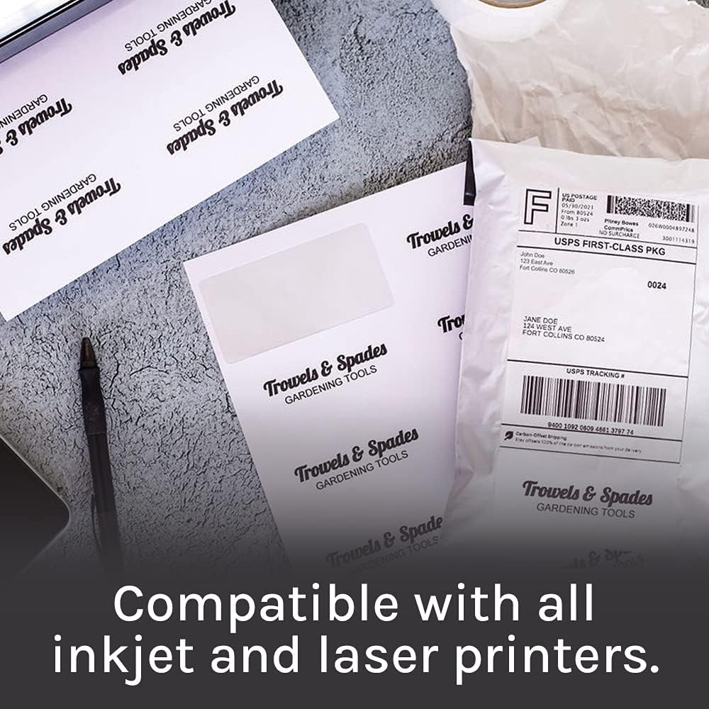 Premium Label Supply White Sticker Address Labels – 2" x 4" – Laser/Inkjet Compatible – (10 per Sheet), 100 Sheets – 1,000 Total Adhesive Labels