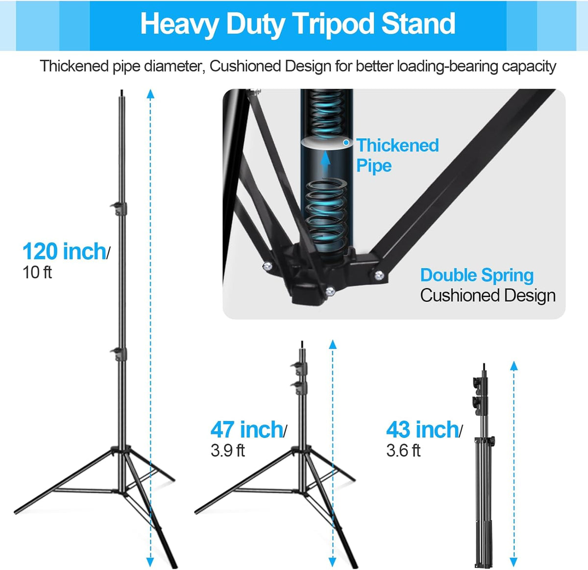 EMART 10 x 10 ft Photo Video Studio Heavy Duty Adjustable Backdrop Support System Kit, Muslin Background Stand with Carry Bag