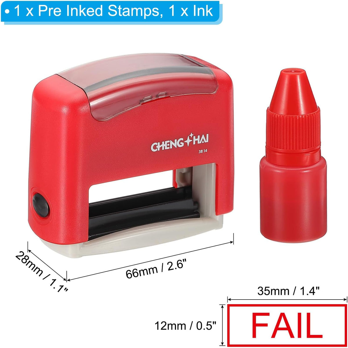 YOKIVE Fail Self Inking Rubber Stamp, Office Ink Business Stamp for Office Documents, Paperwork, Warehouse, Label (Red)
