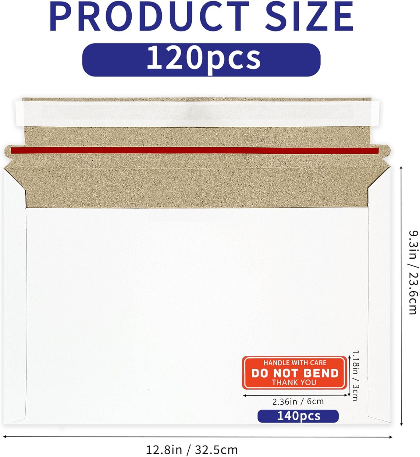 Cheardia 120 Pack Photo Document Mailers, 13 x 9.25 Inch Rigid Mailers with Self Adhesive Seal Stay Flat Cardboard Envelope with Label for CD, Photos, White