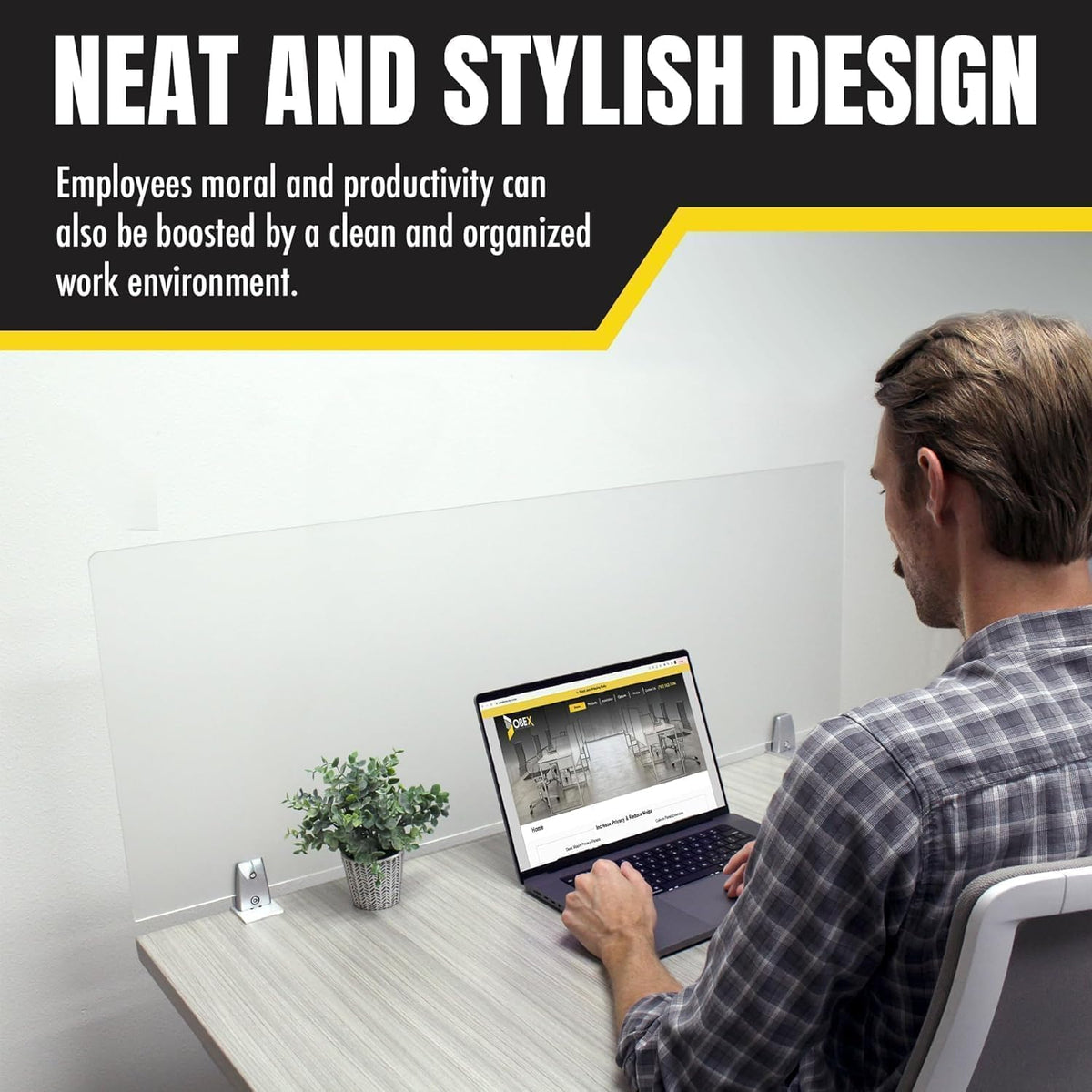 OBEX Clear Acrylic Desk Mounted Privacy Panel, 18" x 72", Clear