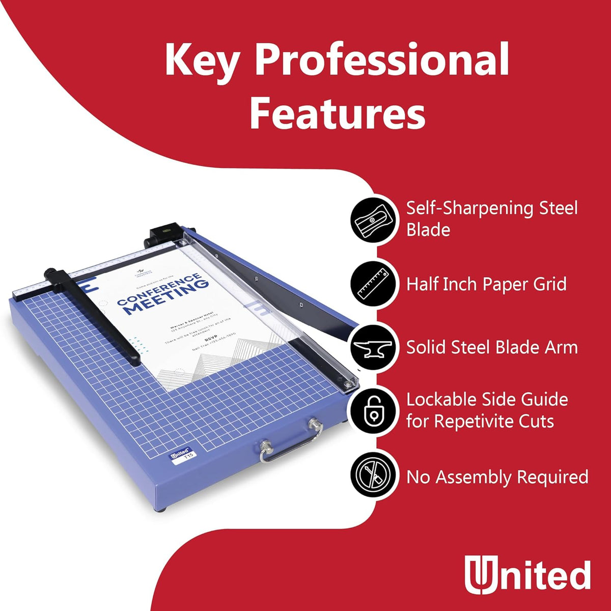 United Office Products T15 Commercial Guillotine Paper Trimmer, Sturdy Metal Base, 15" Cut Length, 15 Sheet Capacity, Paper Cutter for Offices, Schools and Crafts