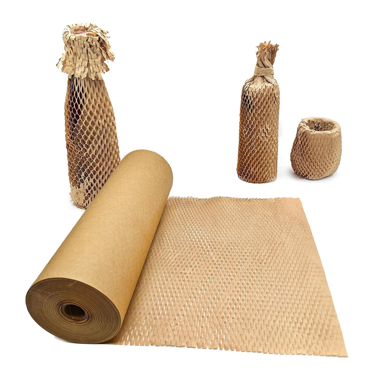 Honeycomb Packing Paper, 15" x 262' Honeycomb Cushioning Wrap Roll for Moving Shipping Packaging Gifts, Recyclable Honeycomb Paper Moving Supplies Bubble Paper Wrapping Protective Roll Khaki