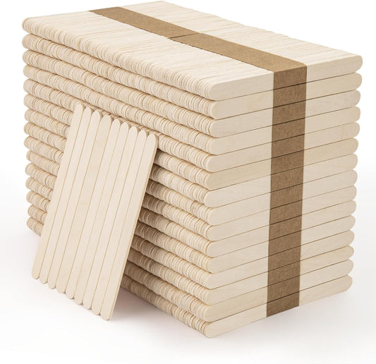 WISYOK 1500 Pcs Wooden Popsicle Sticks for Crafts, 4.5 Inch, Lollipop & Ice Cream Sticks for Creative Designs or DIY Craft, Home Art Projects