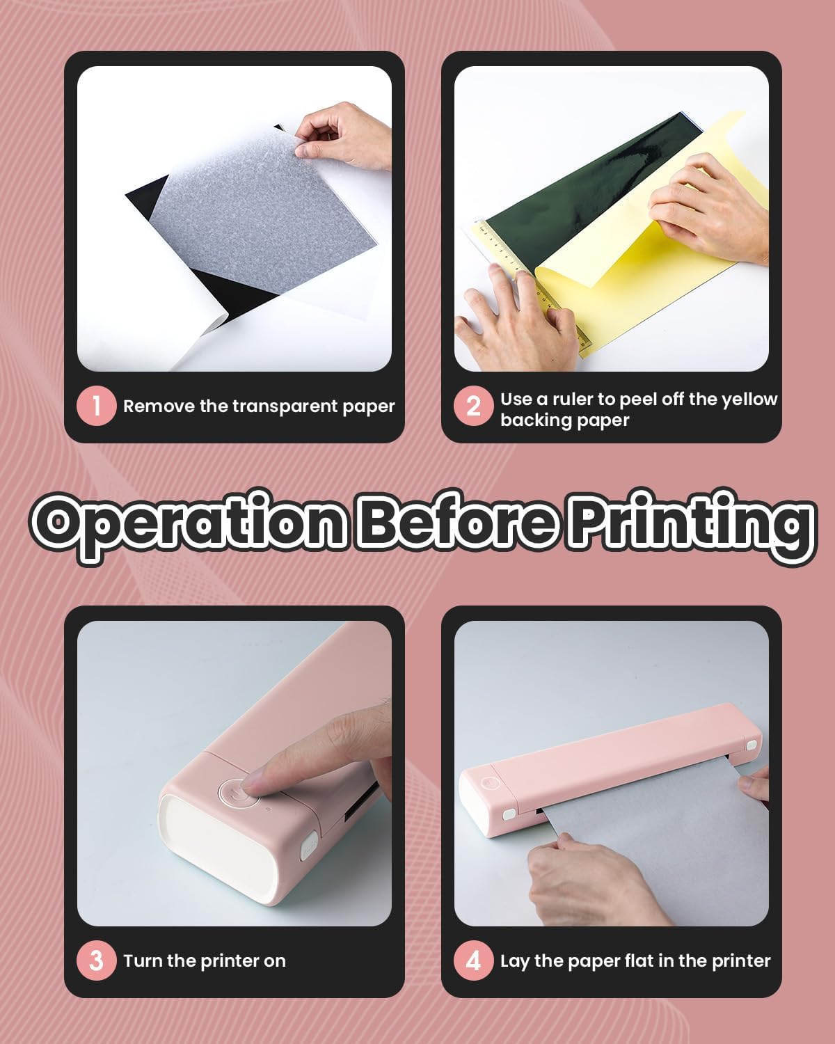 Phomemo Tattoo Stencil Printer, M08F Wireless Thermal Tattoo Printer with 10pcs Transfer Paper, Compatible with Phone/Tablet/PC, Tattoo Supplies for Tattoo Artists & Beginners, Pink﻿