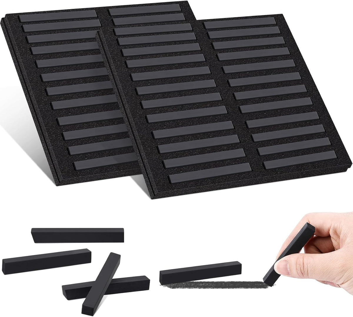 48 Pcs Soft Chalk Pastels Set Soft Pastel for Artists Square Sketch Chalk Non-toxic Artist Pastel Sticks for Professional Artists Students and Art Lovers(Black)