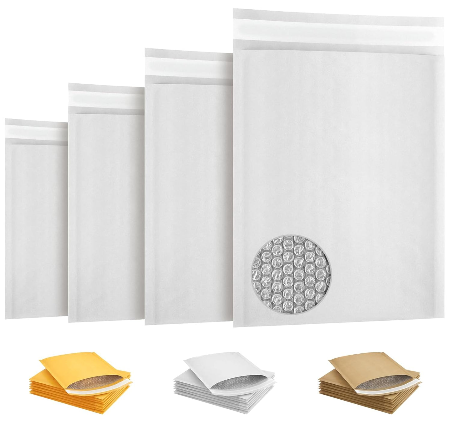 White Kraft Bubble Mailer Envelopes, 14.25 x 19 Inches. 100 Pack Mail Padded Envelopes Self Seal. Waterproof Kraft Bubble Mailers. Tear-Resistant Mailing Envelope Padded. Sturdy Paper Mailer