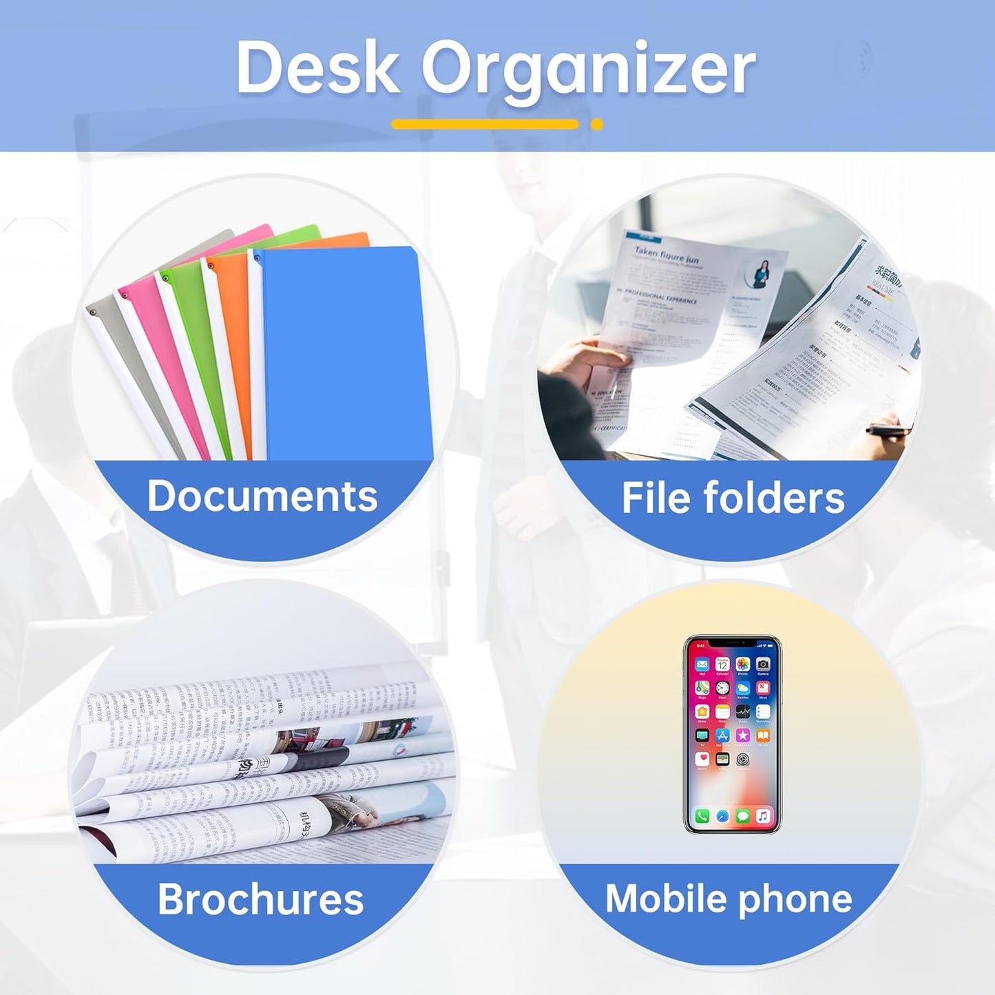 4 Pack Stackable Paper Trays for Letter Documents, Desktop File Organizers for Office Supplies, Stackable Desk Tray Holder for Paper Storage, Gray