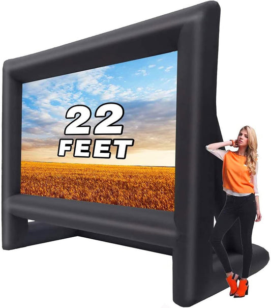 22 feet Projector Screen - Inflatable Outdoor and Indoor Theater Movie Screens - Includes Rope, Blower,Tent Stakes - Great for Outdoor Party Backyard Pool Fun