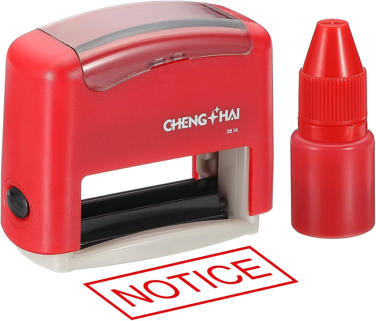 YOKIVE Notice Self Inking Rubber Stamp, Office Ink Business Stamp for Office Documents, Paperwork, Warehouse, Label (Red)