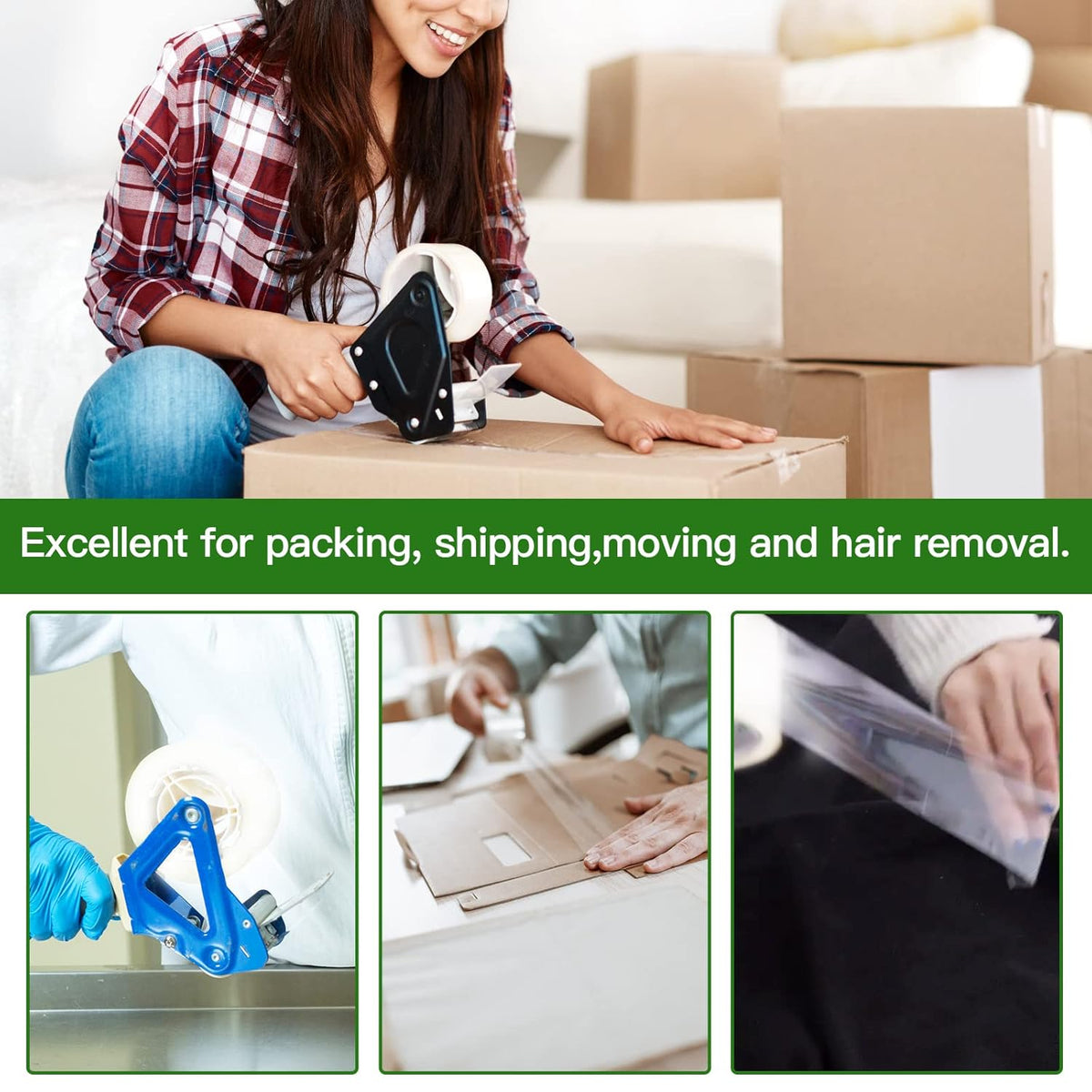 Clear Packing Tape (2 Rolls), Heavy Duty Packaging Tape for Shipping Packaging Moving Sealing, 2 inches Wide, 65 Yards Per Roll
