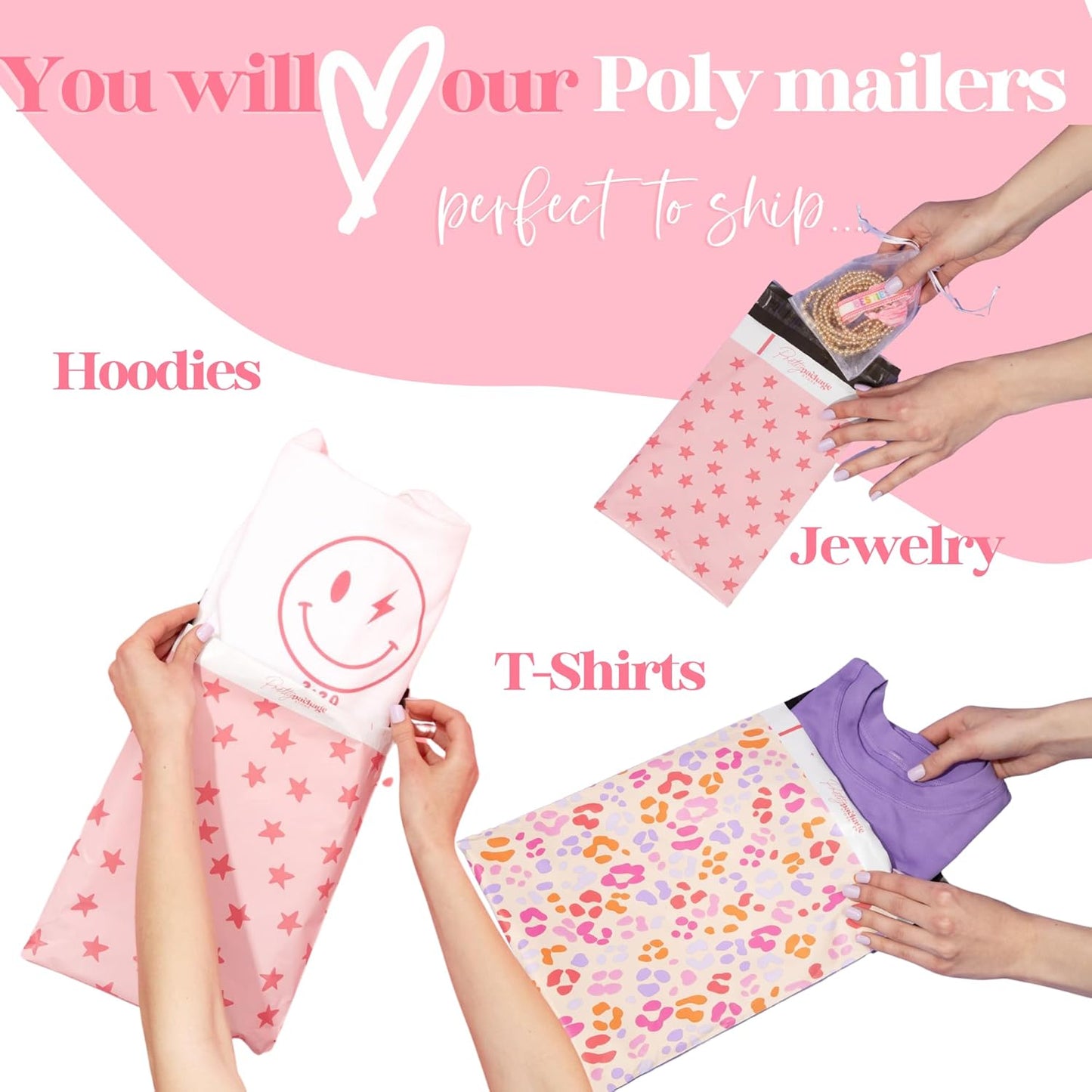 10x13 Designer Poly Mailer 100 Pack Heavy Duty Waterproof Self Seal Shipping Bags for Small Business Large Mailing Envelopes Bulk Tear Resistant Packaging Pastel Crosses Faith