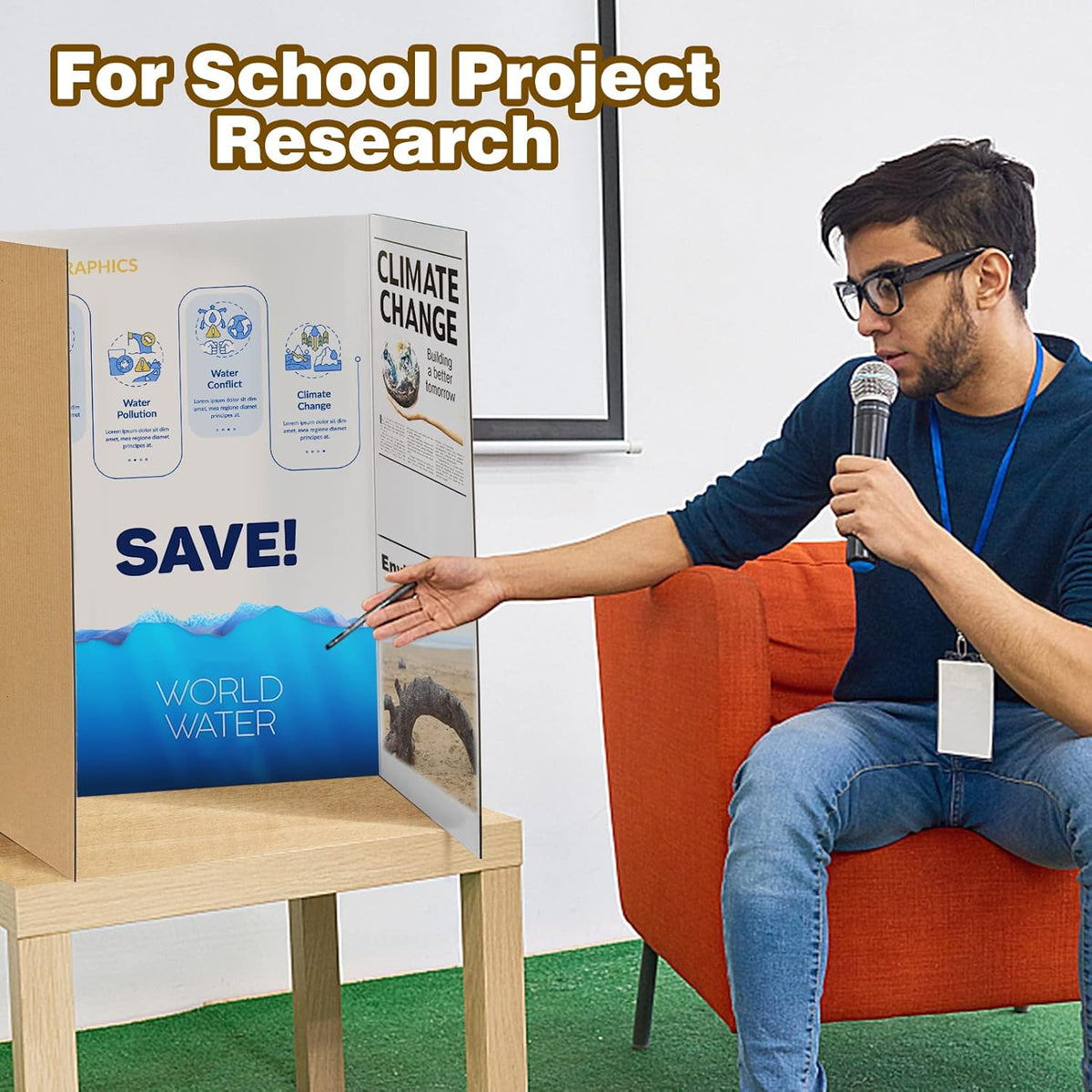 8 PCS Trifold Poster Board- Large 40" x 28" Tri Fold Display Board Hard & Thick White Presentation Cardboard for Science Fair, School Projects, and Business Presentations Supply