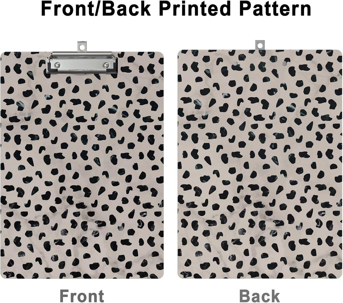 Cute Clipboard Leopard Wood Design Decorative A4 Letter Size Clip Boards for Classroom Office, Standard Size 9" x 12.5" with Low Profile Metal Clip - Cheetah Spots